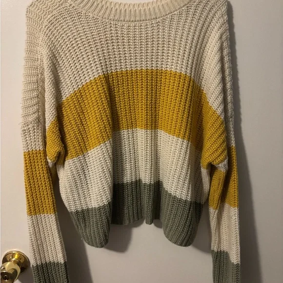 moon & madison Striped Knit Sweater Cozy Core Chunky Knit Teacher Vibes - Picture 2 of 4